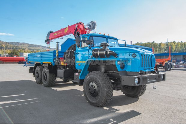 Автомобиль бортовой с КМУ ИТ-150 (тросовый) УСТ 54532Е Урал 4320-60Е5
