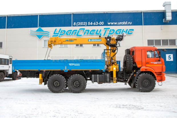 Бортовой с КМУ Soosan SCS746 УСТ 5453 Камаз 43118
