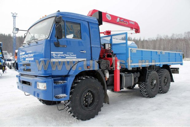 Бортовой с КМУ UNIC UR-V503 (тросовый) УСТ 5453 Камаз 43118