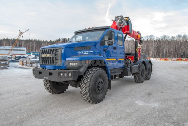 Седельный тягач с КМУ ИТ-200 (тросовый) УСТ 5453 Урал NEXT 4320-6981-74, сдвоен. кабина