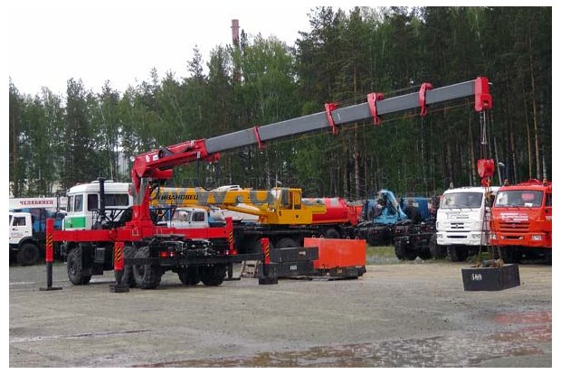 Кран манипулятор Kanglim KS-2056H с буровой навеской