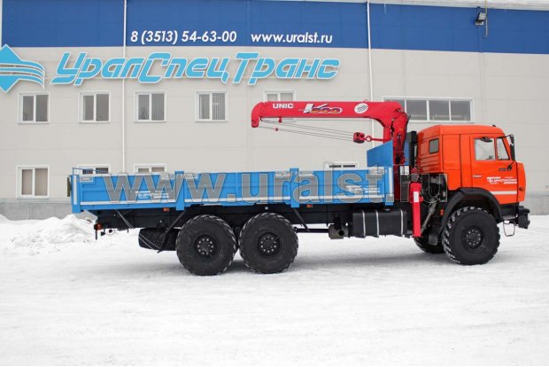 Бортовой с КМУ UNIC UR-V503 (тросовый) УСТ 5453 Камаз 43118