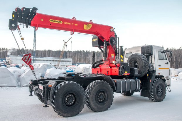 Седельный тягач с КМУ ИТ-180 (тросовый) УСТ 5453 Камаз 43118