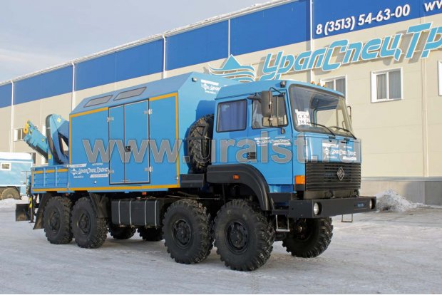 ПАРМ с грузовой платформой и КМУ ИМ-150