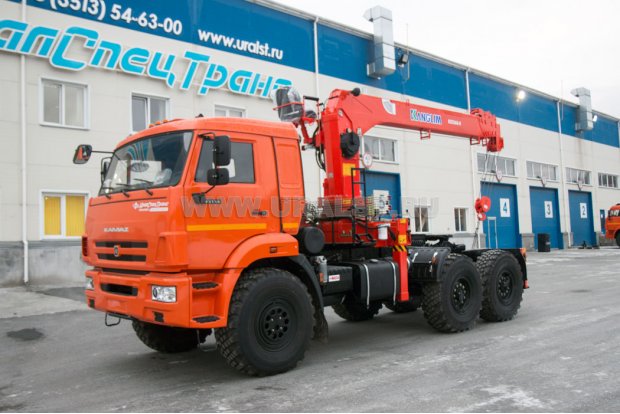 Седельный тягач с КМУ KS-1256G-II (тросовый) УСТ 5453 Камаз 53504 (44108)