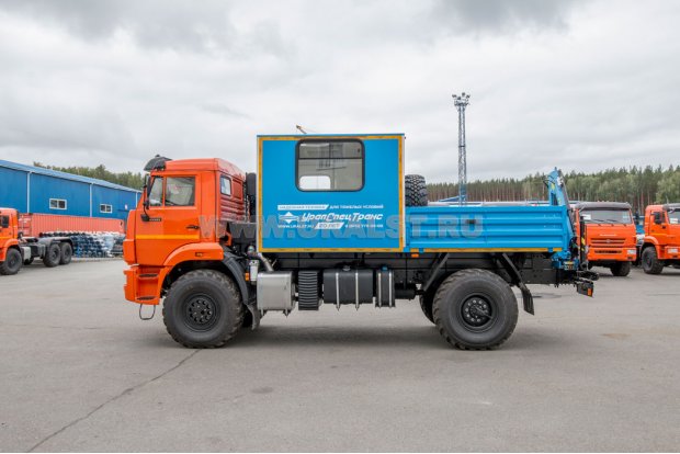 Автофургон ГПА 6+2 откр. с КМУ ИМ-20 УСТ 5453 Камаз 43502-66(D5)