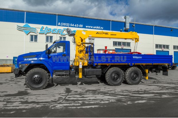 Бортовой автомобиль с КМУ SOOSAN SCS746 L УСТ 5453 Урал NEXT 4320-6951-74