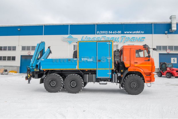 Автофургон ГПА 6+2 откр. с КМУ ИМ-150N УСТ 5453 Камаз 43118, сп.м 