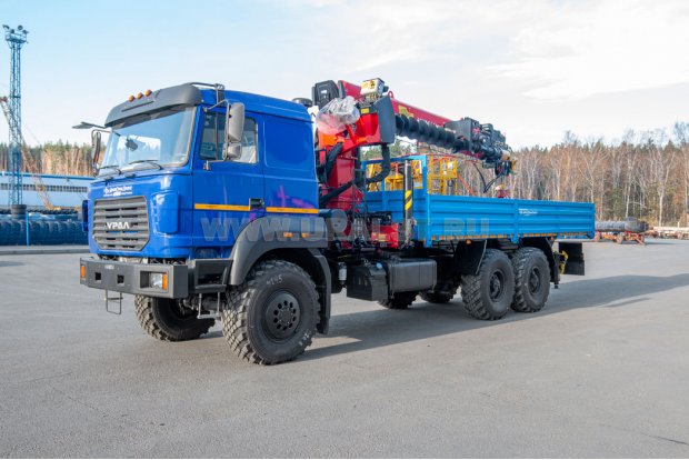Автомобиль бортовой с КМУ ИТ-200 (тросовый, люлька, бур) УСТ 5453 Урал 4320-80, сп.м