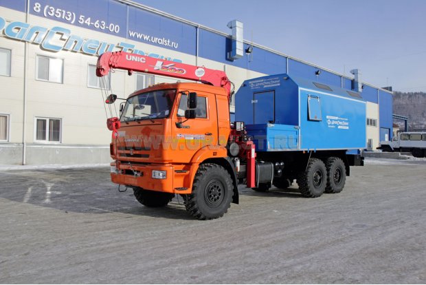 Маслостанция УСТ 5453 с КМУ Unic-504 Камаз 43118