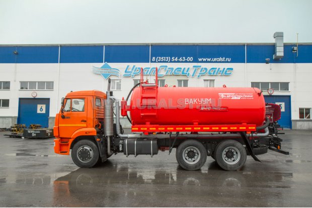 Автоцистерна вакуумная коммунальная МВ-11 КО УСТ 5453 Камаз 65115-48(А5), ревизионный люк, подогрев сливного крана