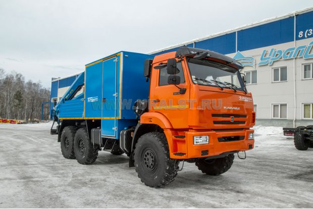 Автофургон ГПА 6+2 откр. с КМУ ИМ-95 УСТ 5453 Камаз 43118-50