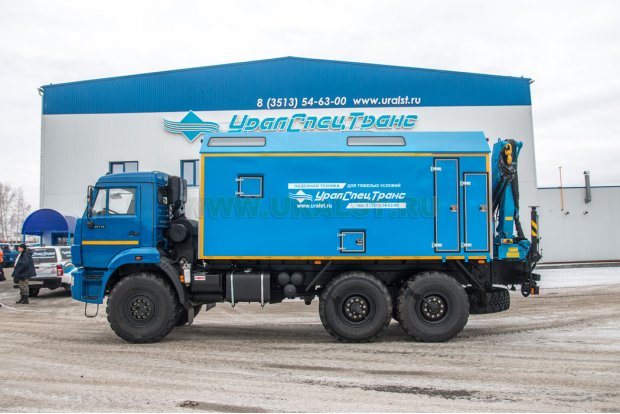 Автофургон ПАРМ с КМУ ИМ-95 УСТ 5453 Камаз 43118-50