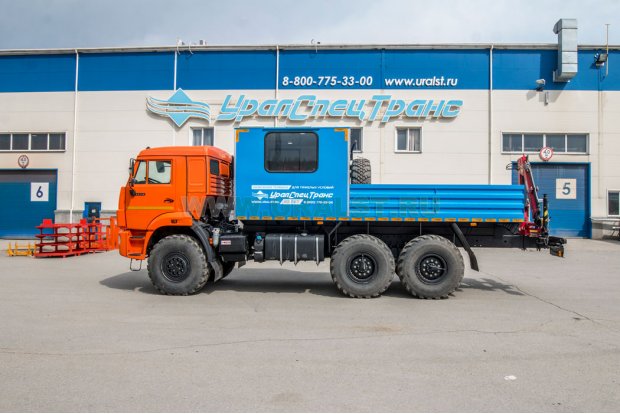 Грузопассажирский автомобиль ГПА 6+2 откр. с КМУ ИМ-20 УСТ 5453 Камаз 43118 сп.м 