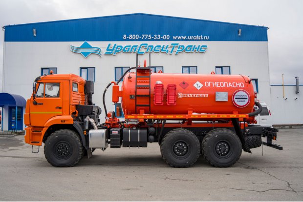 Автоцистерна вакуумная для нефтепродуктов АКН-10 КО-505 УСТ 5453 Камаз 43118, доработка под ДОПОГ, УВЭОС, ревизионный люк,