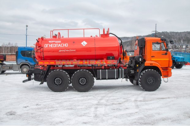 Автоцистерна вакуумная для нефтепродуктов АКН-11-ОД КО УСТ 5453 Камаз 43118-50, доработка под ДОПОГ