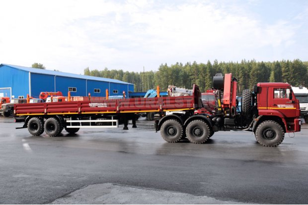 Седельный тягач Камаз 65221-43 с КМУ Palfinger PK-30002-K + Полуприцеп бортовой ППБ 20-23-12К УСТ-94651