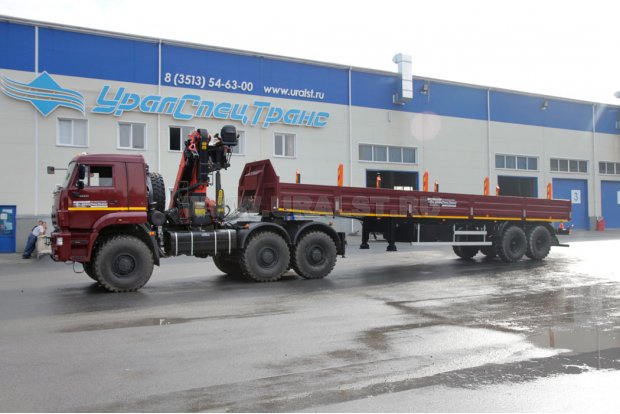 Седельный тягач Камаз 65221-43 с КМУ Palfinger PK-30002-K + Полуприцеп бортовой ППБ 20-23-12К УСТ-94651