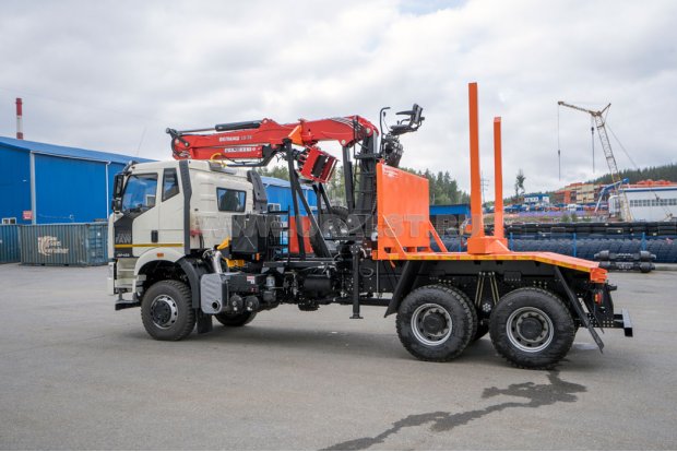 Лесовоз с КМУ ВМ10-74 (VM10L74) FAW CA3250 6х6 КБ 4800