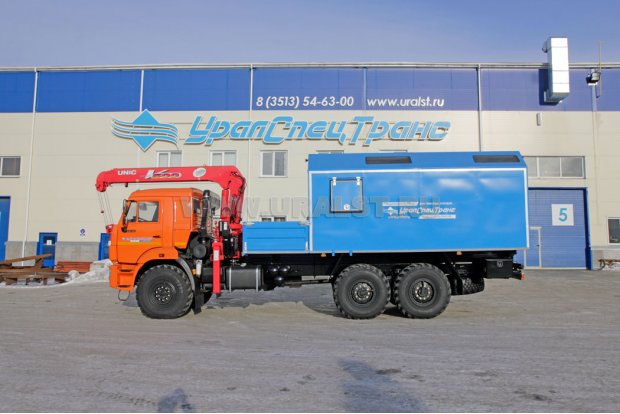 Маслостанция УСТ 5453 с КМУ Unic-504 Камаз 43118
