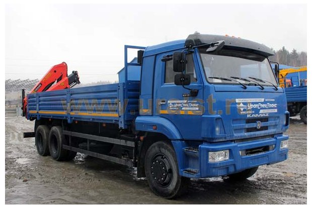Бортовой с КМУ РК-15500А УСТ 5453 Камаз 65117 на заднем свесе