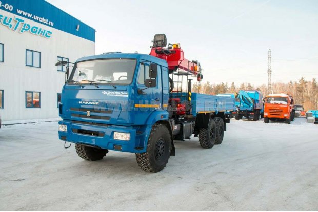 Бортовой с КМУ Dong yang SS1956 (тросовый) УСТ 5453 Камаз 43118 сп.м
