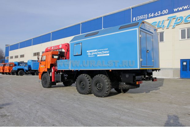 Маслостанция УСТ 5453 с КМУ Unic-504 Камаз 43118