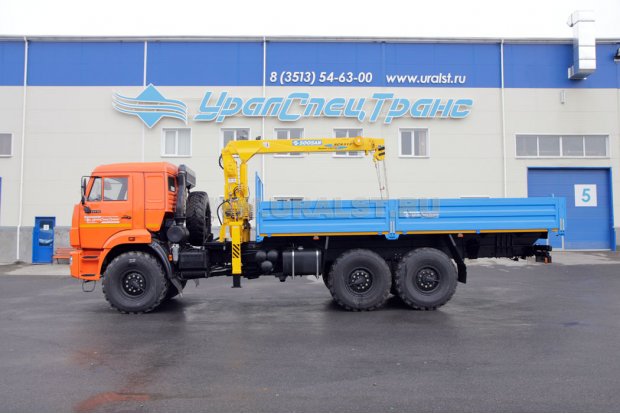 Бортовой с КМУ Soosan SCS513 (тросовый) УСТ 5453 Камаз 43118