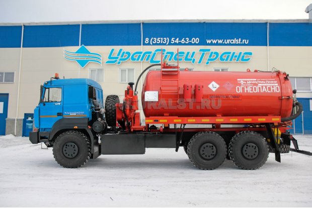 Автоцистерна вакуумная для нефтепродуктов АКН-18-ОД ВК УСТ 5453 Урал 63701-1951, доработка под ДОПОГ