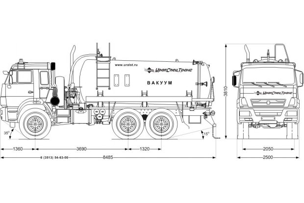 Вакуумная машина МВ-11-ОД PN84 УСТ 5453 Камаз 43118-50 сп. м.