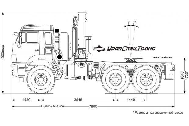 Седельный тягач с КМУ ИМ-320 УСТ 5453 Камаз 65221