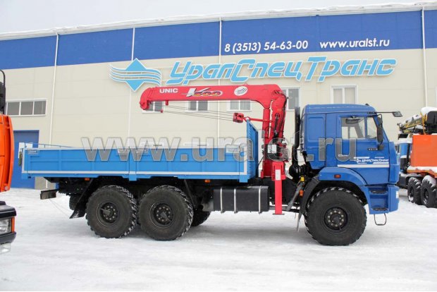 Бортовой с КМУ UNIC UR-V503 (тросовый) УСТ 5453 Камаз 43118