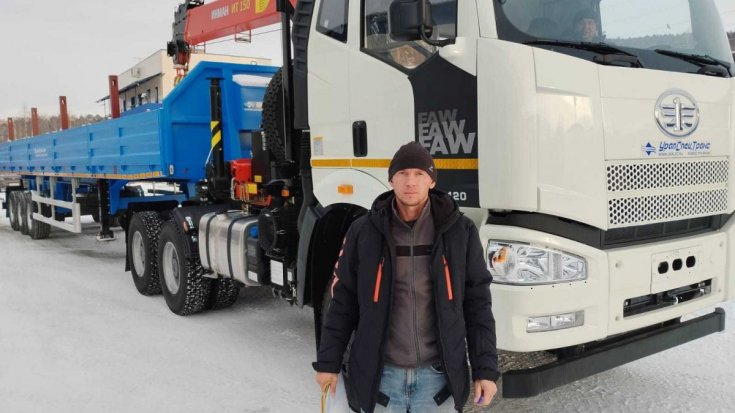 Купил седельный тягач FAW 3250 (6Х6), КБ 3675, с КМУ ИТ 150 + полуприцеп бортовой ППБ 30Б-32Л-14К 