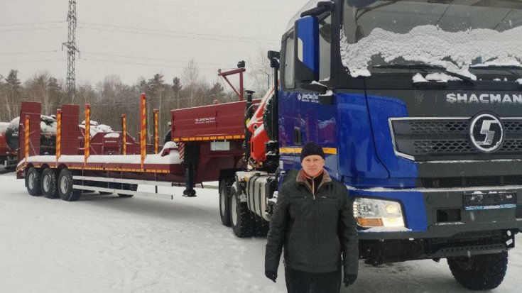 Купил тягач с КМУ ИМ-180 SHACMAN SX42586 (6х6) + полуприцеп тяжеловоз ППТ 45-31-11КУ BPW механические трапы