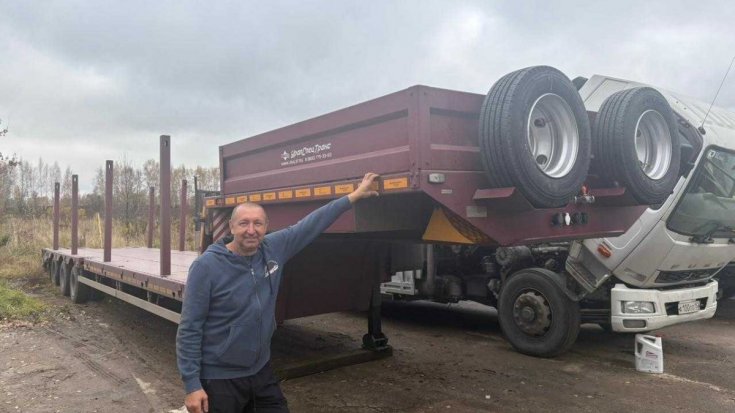 Полуприцеп тяжеловоз ППТН 39-32Д-12УКФ BPW, уголк. трапы, 2Х1С, 1Х1А в работе