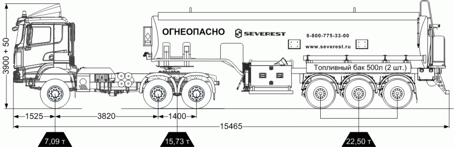 Автопоезд  ППЦ 27К-32-2 + ТЯГАЧ SHACMAN SX42586V385 6х6 (к.м 8859) (с полным топливным)