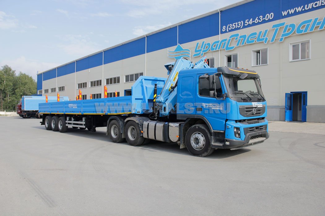 Седельный тягач Volvo с КМУ ИМ-180-05 + Полуприцеп бортовой ППБ УСТ-94651