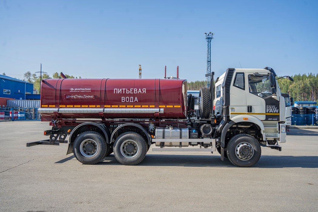 Автоцистерна для питьевой воды АЦПТ-10НО УСТ 5453 FAW 3250 (6х6) КБ 3675, насос, нерж/ЛКП