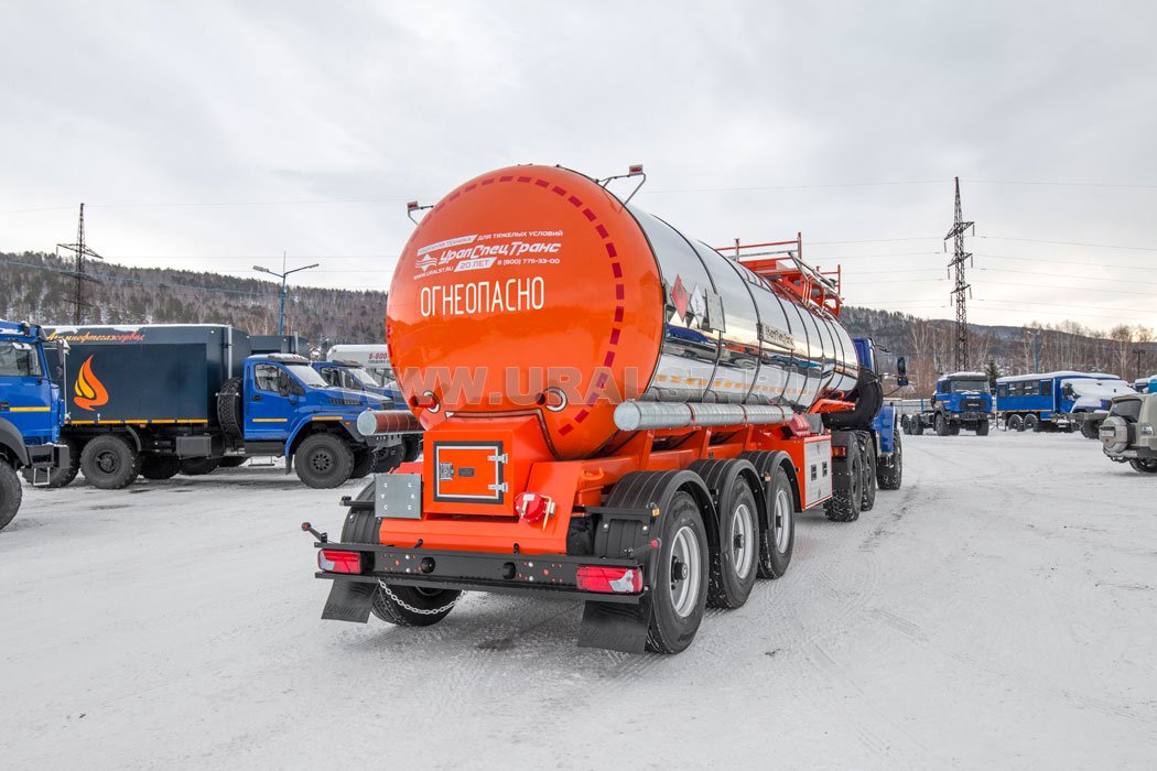 Полуприцеп цистерна нефтевоз ППЦН 26КТ-32 УСТ 9465 термос, нар. нерж, внутр. 5 мм