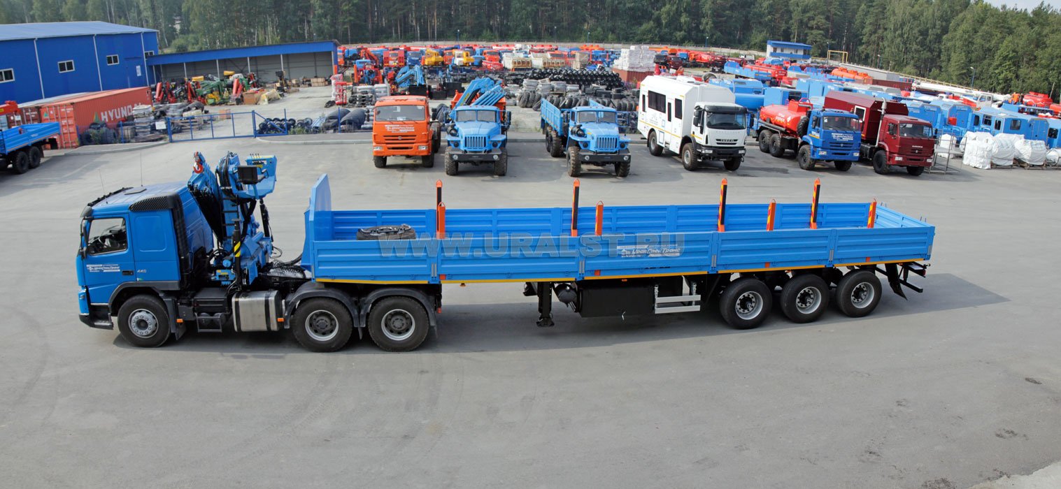 Седельный тягач Volvo с КМУ ИМ-180-05 + Полуприцеп бортовой ППБ УСТ-94651