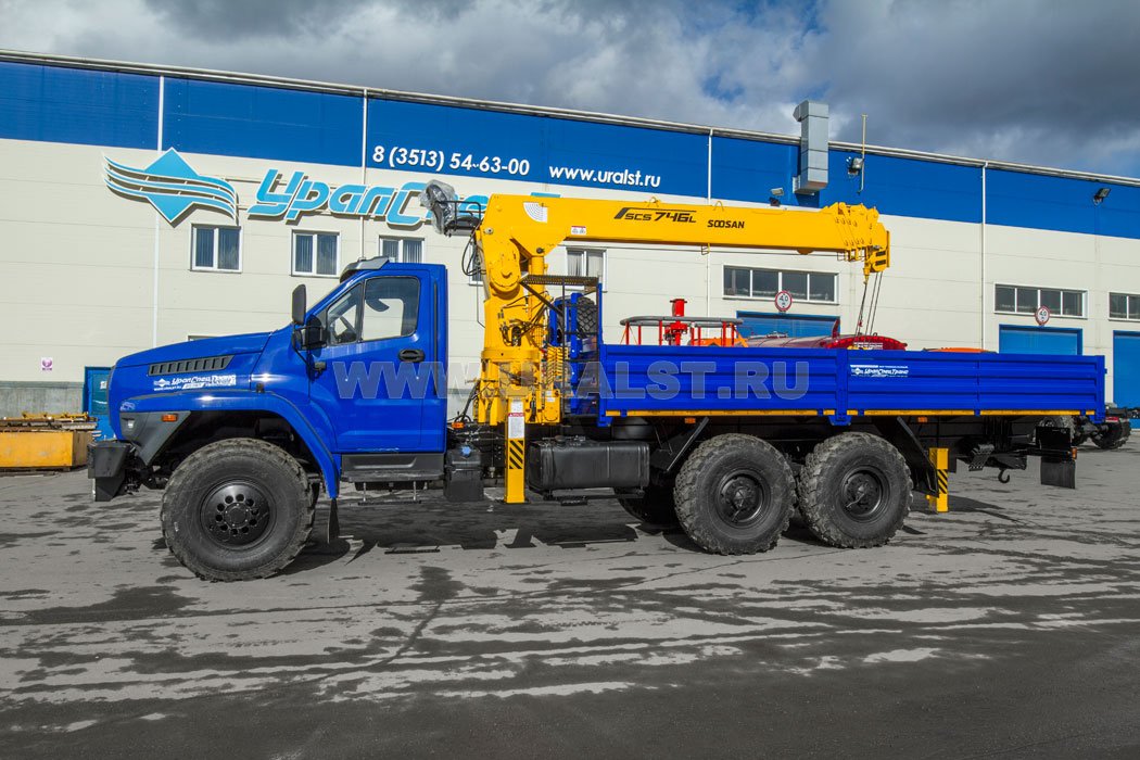 Бортовой автомобиль с КМУ SOOSAN SCS746 L УСТ 5453 Урал NEXT 4320-6951-74