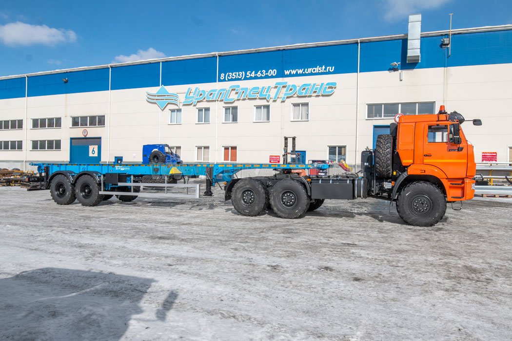 Полуприцеп контейнеровоз ППК 20Б-21-12 УСТ 9465 2Х1С, 1Х1А, дополнителные опоры + Тягач Камаз