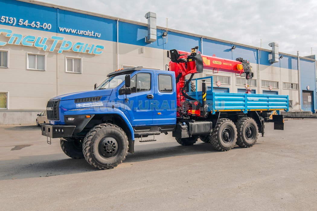 Бортовой автомобиль с КМУ ИТ 180 (тросовый) УСТ 5453 Урал 4320-6988-74Е5И06 NEXT, сдвоенная кабина