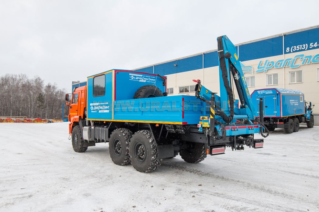 Автофургон ГПА 6+2 откр. с КМУ ИМ-55 УСТ 5453 Камаз 43118-50, сп. м
